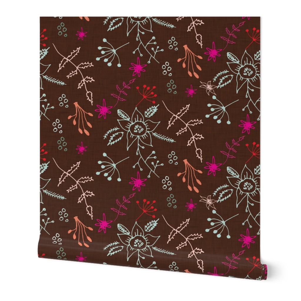 Winter Floral Brown