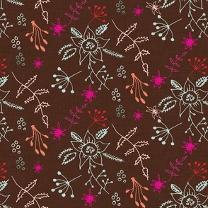 Winter Floral Brown