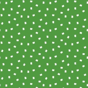 White Squares on Green, All Over Ditsy Pattern