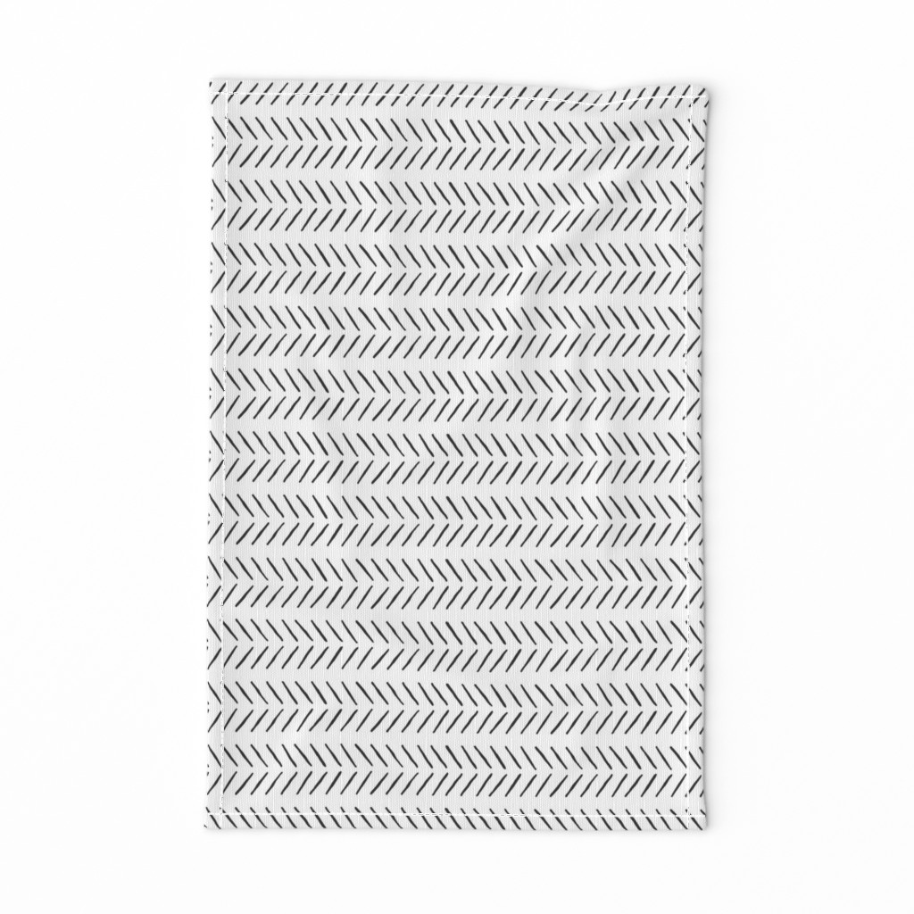 inky black and white horizontal herringbone