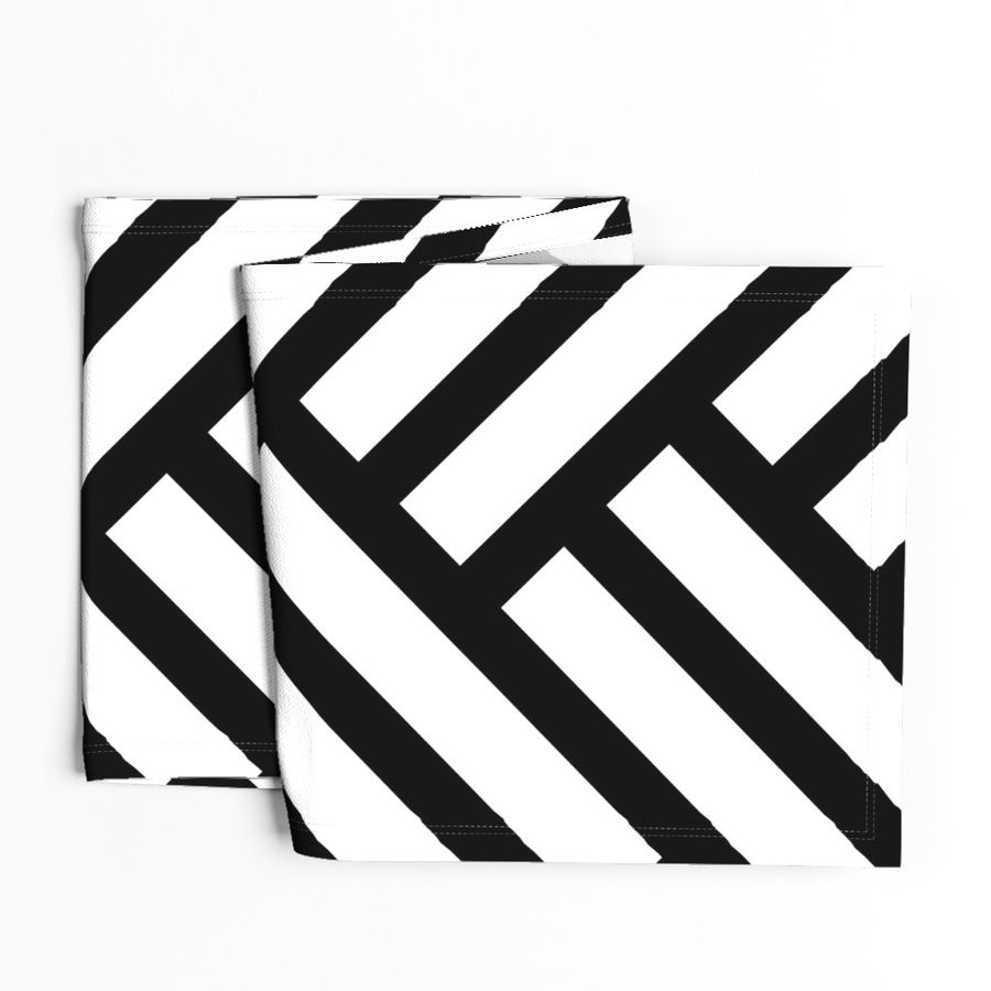 geometric double herringbone | large scale in black and white