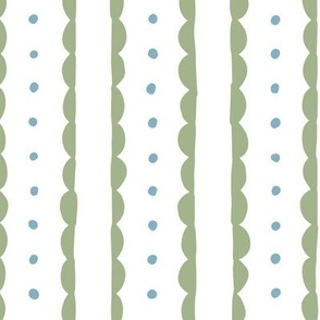 haven green and resolute blue | scalloped stripes and polka dots