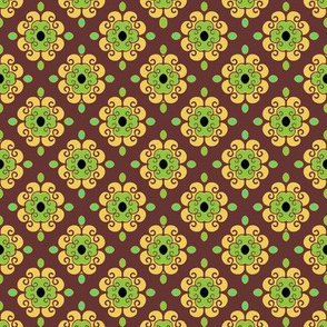 French Fantasy Yellow -green on brown