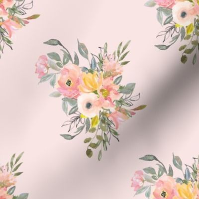 8" Peach and Lemon Watercolor Florals // Blush