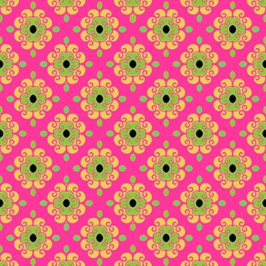 French Fantasy Yellow -green on hot pink