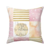 I love you to the Moon and Back Wholecloth- Pink and Gold