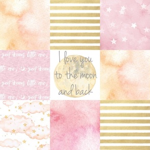I love you to the Moon and Back Wholecloth- Pink and Gold