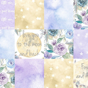 Love you to the Moon and Back Wholecloth - Purple Floral