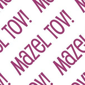 Mazel Tov! on Diagonal White and Dark Pink