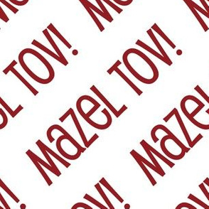 Mazel Tov! on Diagonal Dark Red on White