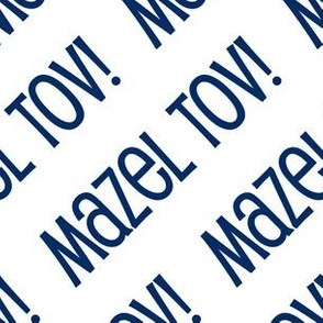 Mazel Tov! on Diagonal Dark Blue on White-01