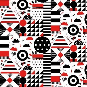 Visual Stimulation Red White Black Baby Abstract Design