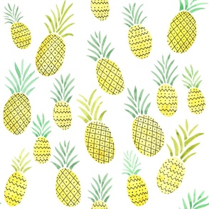 Watercolor Pineapple Pattern - Large Scale