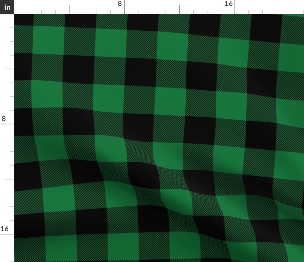 2" Buffalo Plaid with Twill Pattern | Green and Black K070