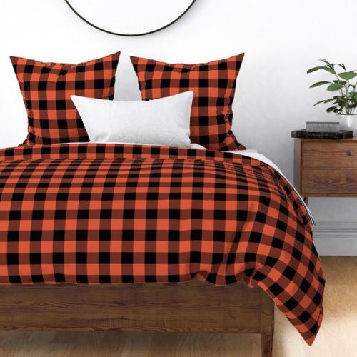 2" Buffalo Plaid with Twill Pattern | Orange and Black K070