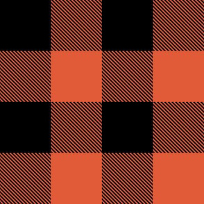 2" Buffalo Plaid with Twill Pattern | Orange and Black K070