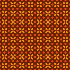 Retro 70s boho small dots motif brown yellow orange