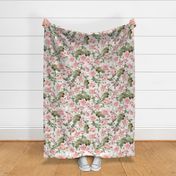 Nostalgic Enchanting Peach And Pink  Pierre-Joseph Redouté  Roses,Antique Flowers Bouquets, vintage home decor,  English Roses Fabric - double layer on white 