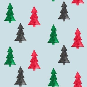 Christmas Trees Watercolor // Igloo Blue