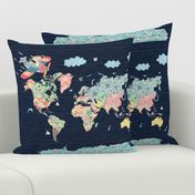 Nomi & Brave Travel the World - 18x21 fat quarter panel