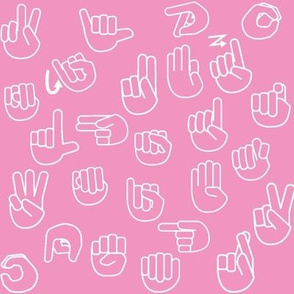 Tossed Sign Language ASL Alphabet Pink