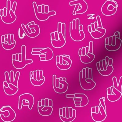 Tossed Sign Language ASL Alphabet Hot Pink