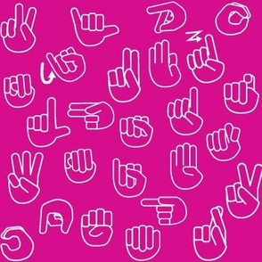 Tossed Sign Language ASL Alphabet Hot Pink