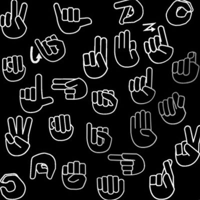 Tossed Sign Language ASL Alphabet Black
