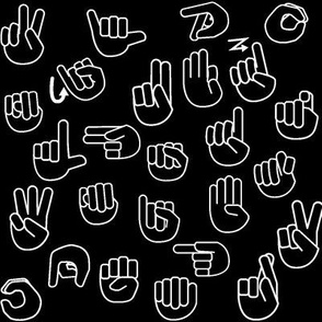 Tossed Sign Language ASL Alphabet Black