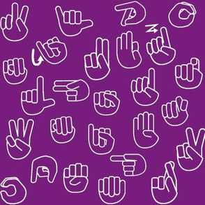Tossed Sign Language ASL Alphabet Purple
