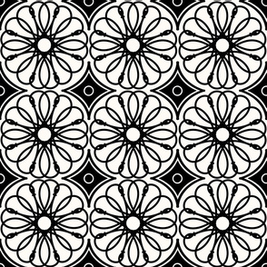 Spinning Daisy: Black & Cream Geometric Flowers