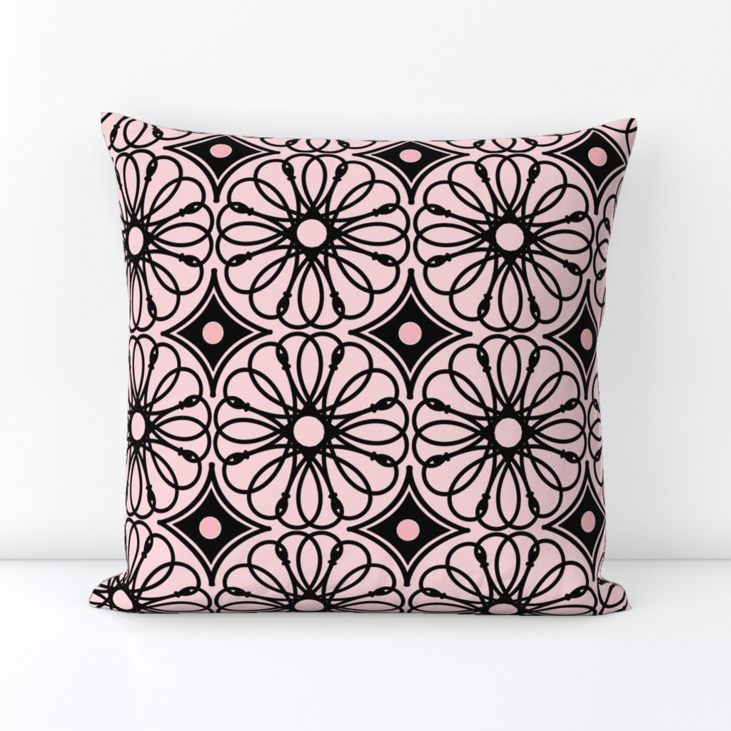 Spinning Daisy: Millennial Pink & Black Geometric Flowers