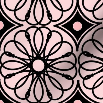 Spinning Daisy: Millennial Pink & Black Geometric Flowers