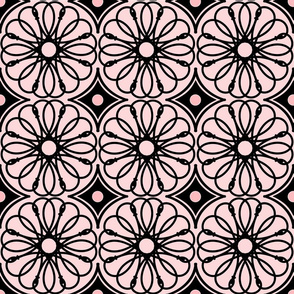 Spinning Daisy: Millennial Pink & Black Geometric Flowers