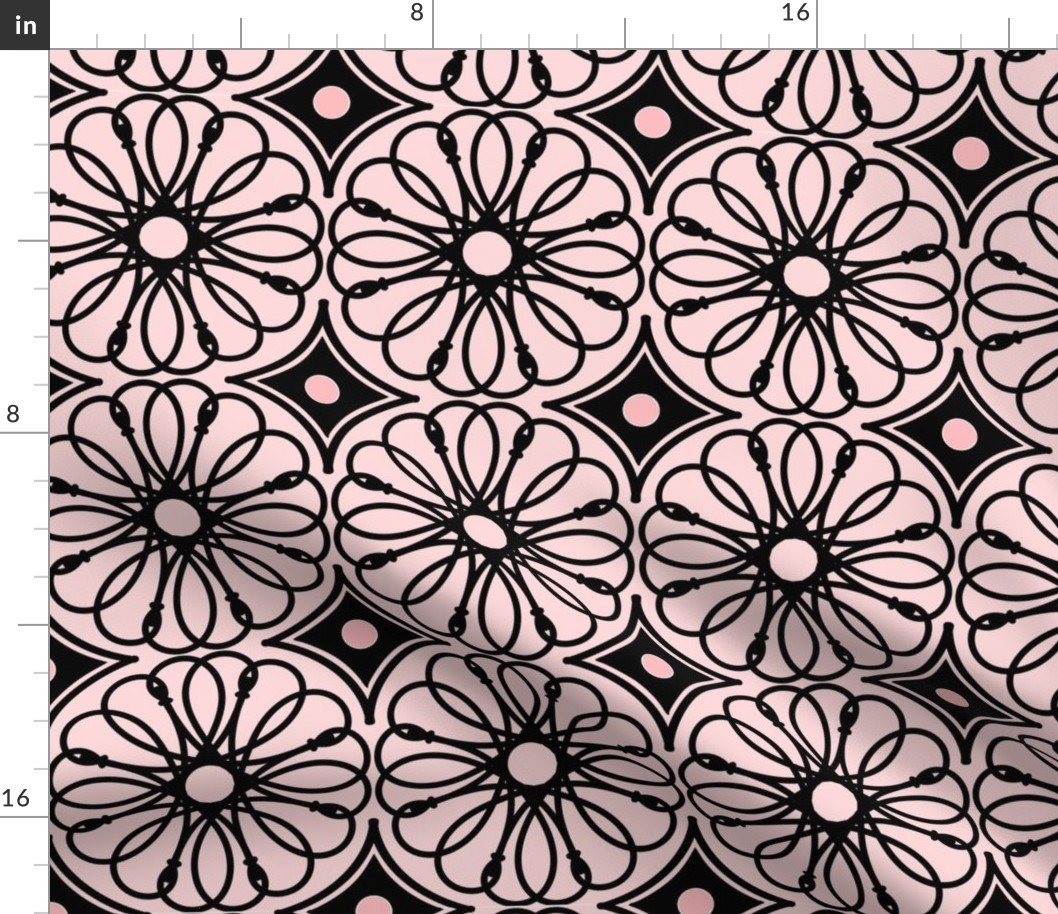 Spinning Daisy: Millennial Pink & Black Geometric Flowers