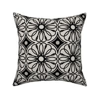 Spinning Daisy: Warm Gray & Black Geometric Flowers