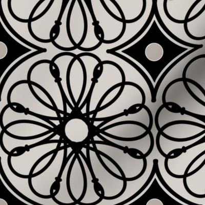 Spinning Daisy: Warm Gray & Black Geometric Flowers