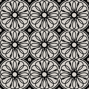 Spinning Daisy: Warm Gray & Black Geometric Flowers