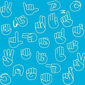 Tossed Sign Language ASL Alphabet Turquoise