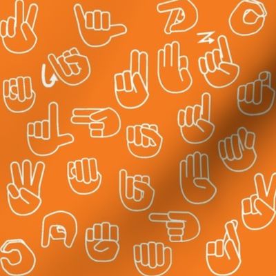Tossed Sign Language ASL Alphabet Orange