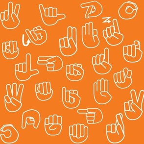 Tossed Sign Language ASL Alphabet Orange