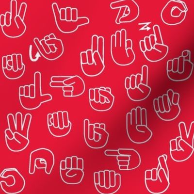 Tossed Sign Language ASL Alphabet Red