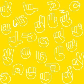 Tossed Sign Language ASL Alphabet Yellow