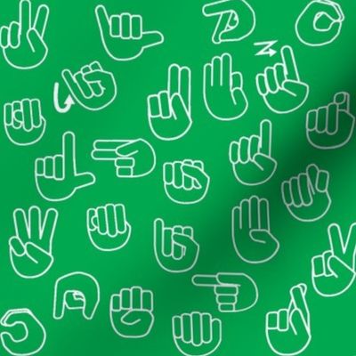 Tossed Sign Language ASL Alphabet Green