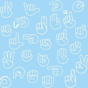 Tossed Sign Language ASL Alphabet Light Blue