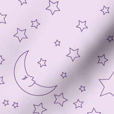 Purple Moon and Stars