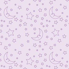 Purple Moon and Stars