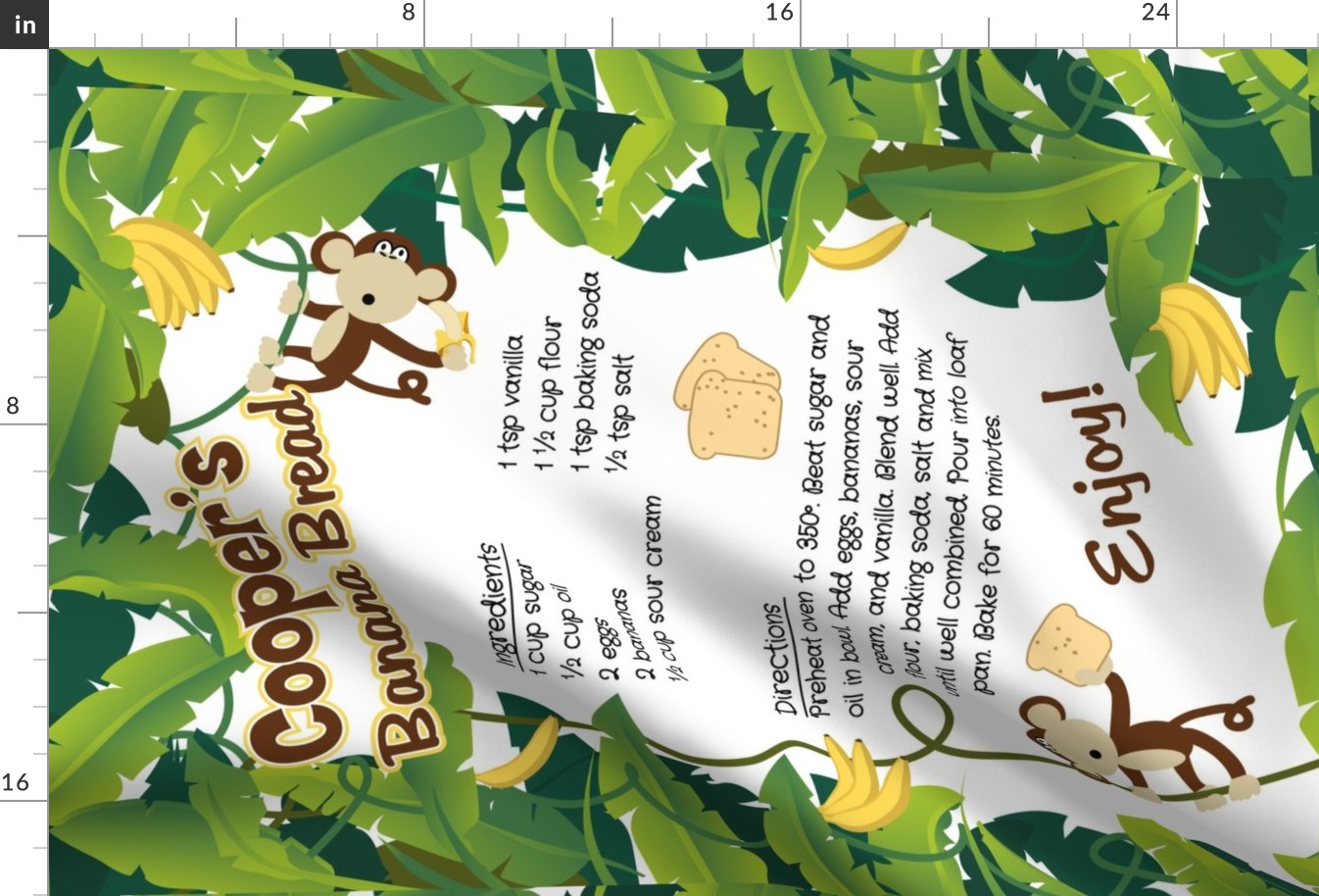 Cooper's Banana Bread Recipe Tea Towel for Linen Cotton Canvas