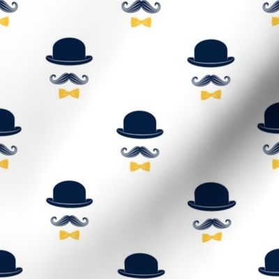 dapper trio - mustaches - yellow bowtie C18BS
