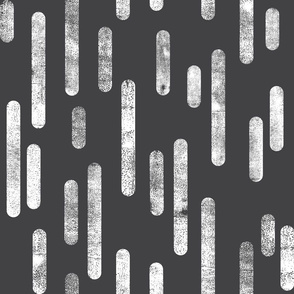 White on Graphite | Large Scale Inky Rounded Lines Pattern